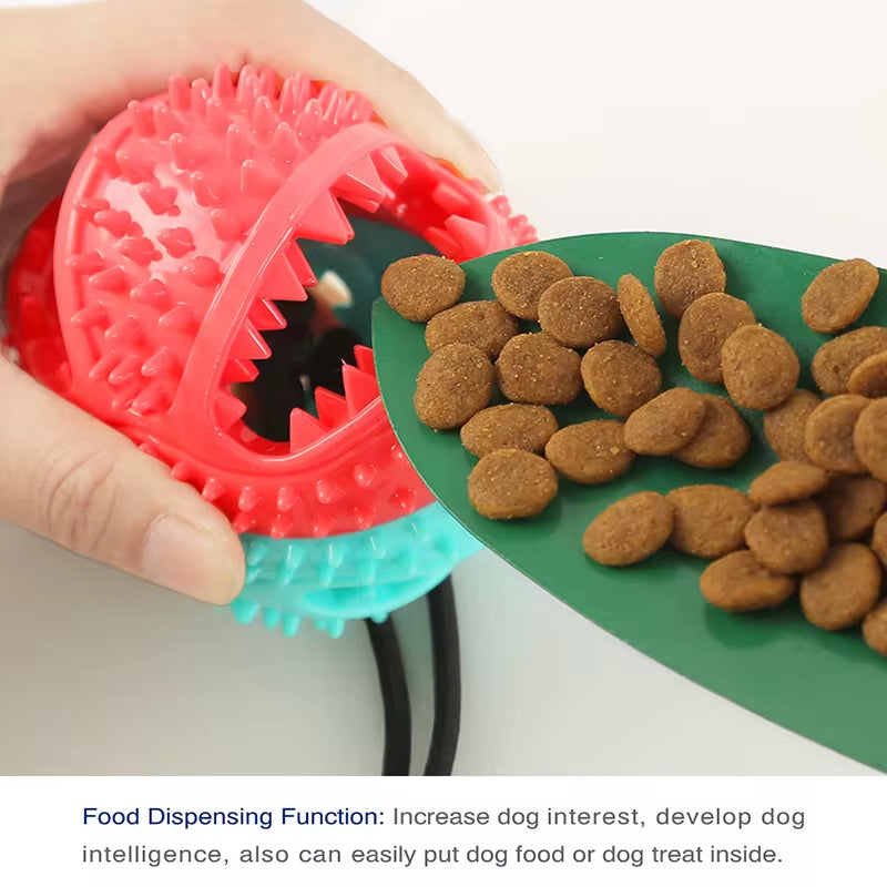 Large Dog Ball Toys Suction Cup Ropes Interactive Leaking Slow Feeder Chew Toy Toothing Clean Golden Retriever Big Pet Supplies