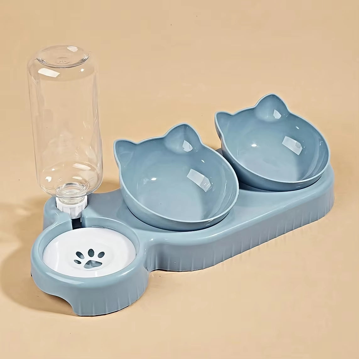 3-in-1 Tilted Food Bowl with Gravity Water Feeder