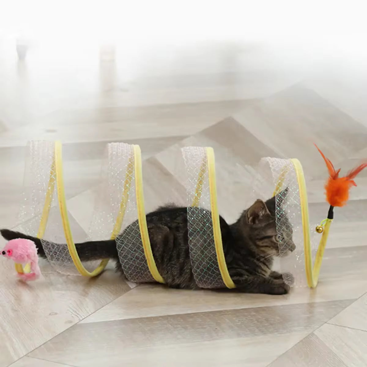 Collapsible Play Tunnel with Teasing Toys