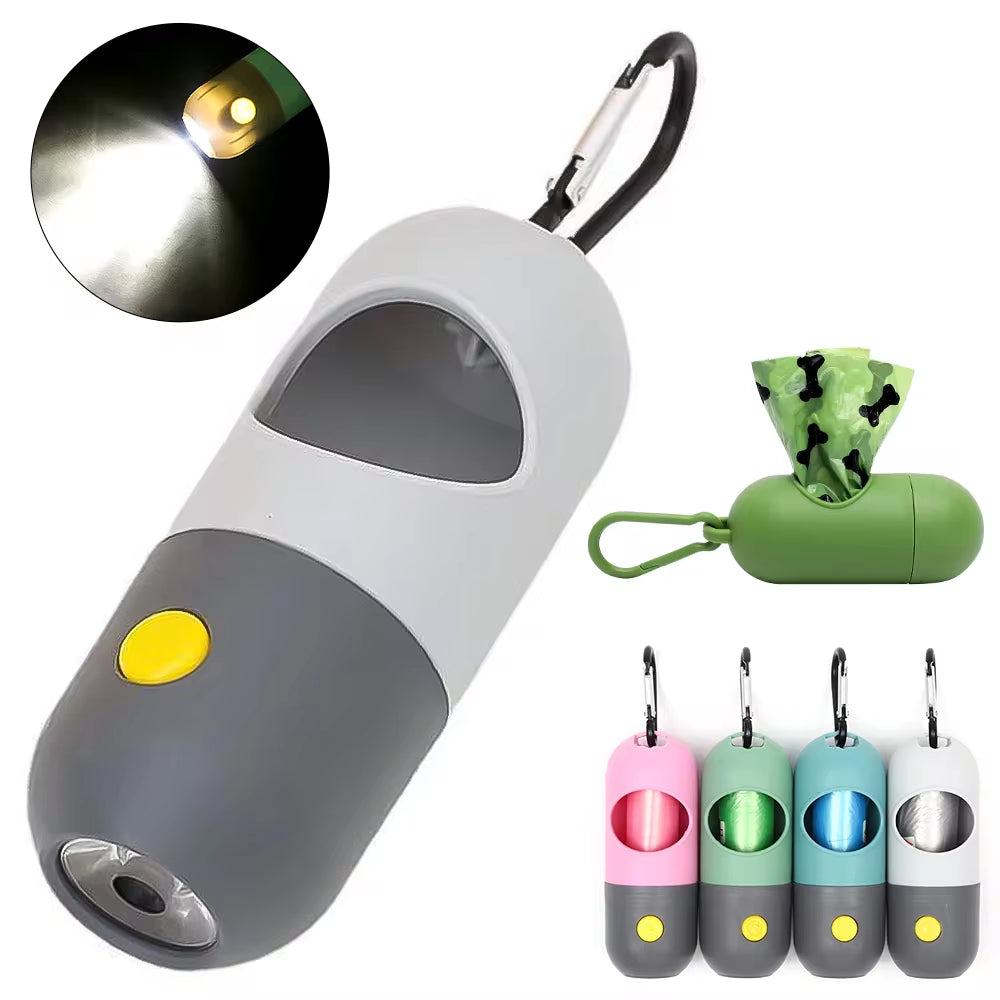 LED Dog Poop Bag Dispenser with Degradable Waste Bags