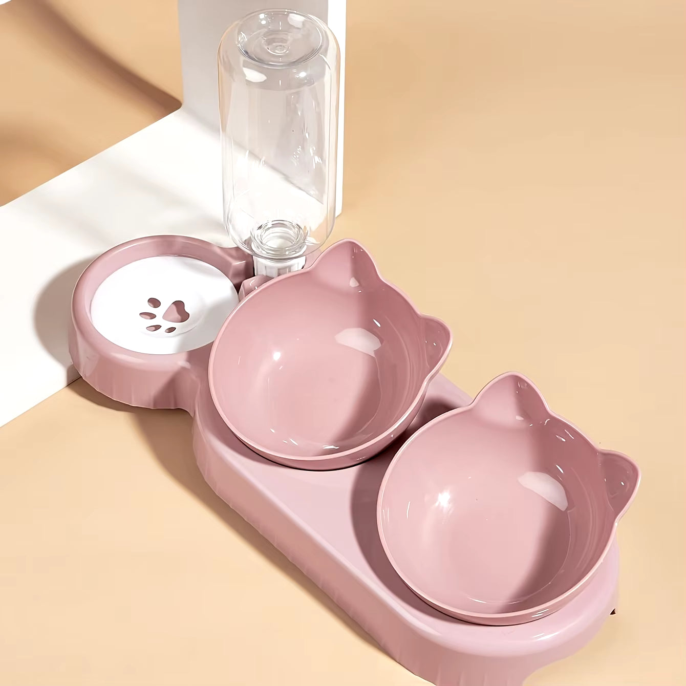 3-in-1 Tilted Food Bowl with Gravity Water Feeder